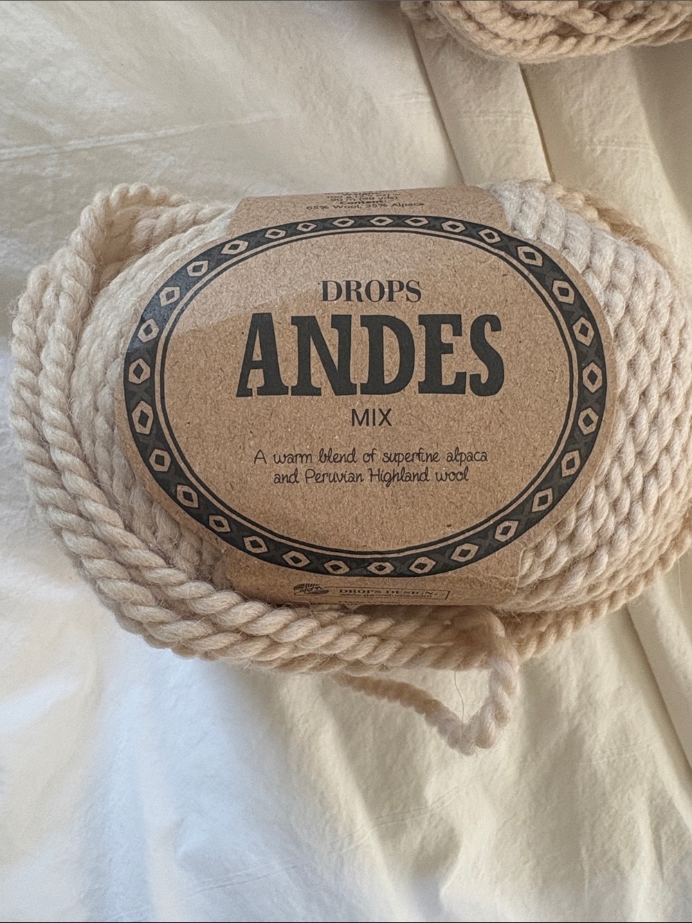 Drops Andes Mix Cream Alpaca & Wool Yarn - Soft Cream